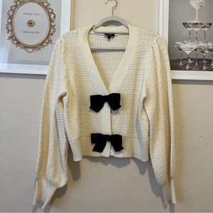 Express cream cardigan with bow details